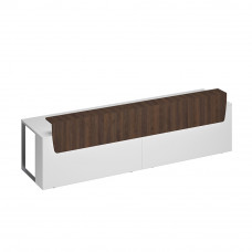 Стол президиум СП 126 БП ДГ ХР белый премиум (основание)/ дуб гладстоун (надстройка)