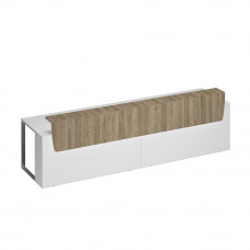 Стол президиум СП 126 БП ДС ХР белый премиум (основание)/ дуб гладстоун светлый (надстройка)