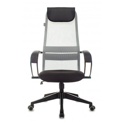 Кресло руководителя Бюрократ CH-607 светло-серый TW-02 сиденье черный сетка/ткань с подголов. крестов. пластик