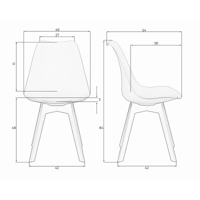Стул обеденный DOBRIN HARRY (цвет сиденья белый (W-02), ножки пластик черные (В-03))