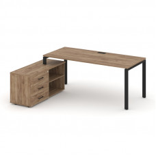 Style Project Direct Стол письменный с греденцией левой SN-6P.SRG-016.M(L) Дуб Табак/Металл Черный/З
