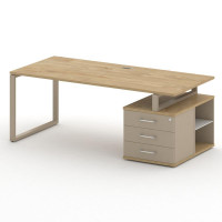 Шифт Стол руководителя с опорной тумбой , правый SK.SRT-200.P (R) Тиквуд Светлый/Капучино/Металл Кап