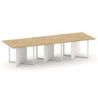 Шифт Стол переговорный, тройной, прямоугольный SK.SP-KV-110-3.P Тиквуд Светлый/Белый Бриллиант/Метал