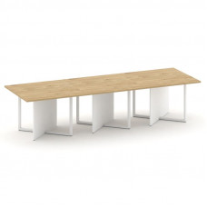 Стол переговорный, тройной, прямоугольный Шифт 3300*1100*753 SK.SP-KV-110-3.P Тиквуд Светлый/Белый Бриллиант/Металл Белый