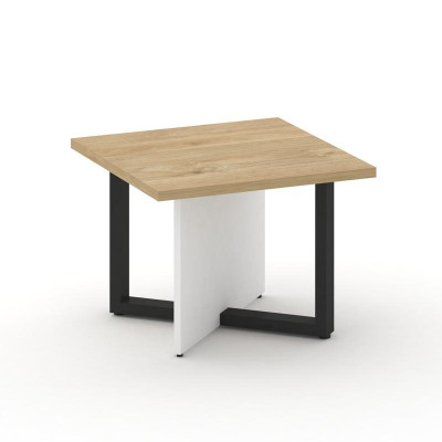 Шифт Стол журнальный, квадратный SK.SG-KV-60.P Тиквуд Светлый/Белый Бриллиант/Металл Черный 600*600*