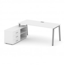 Style Project Direct Стол письменный с греденцией левой SN-6A.SRG-014.M(L) Белый/Металл Серый/Заглуш