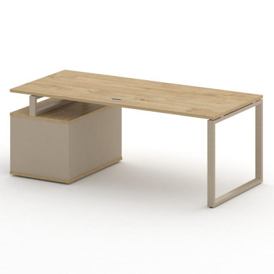 Шифт Стол руководителя с опорной тумбой , правый SK.SRT-200.P (R) Тиквуд Светлый/Капучино/Металл Кап