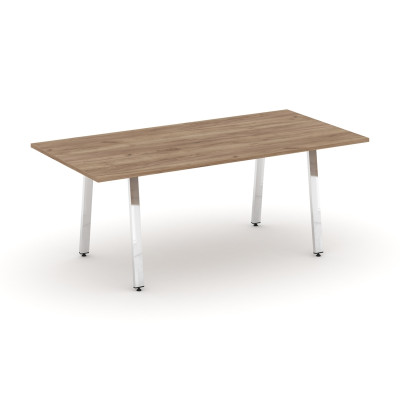 Style Project Direct Lux Стол переговорный M-SN-6A.SPRG-198.3 Дуб Табак/Нержавеющая Сталь/Хром 1980*