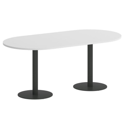 Onix Direct Стол овальный O.SPRG-3 Белый Бриллиант/Металл Антрацит 1800*900*750
