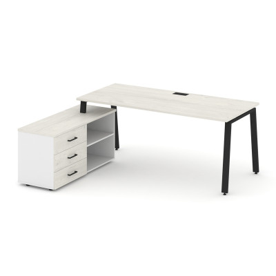 Style Project Direct Стол письменный с греденцией левой SN-6A.SRG-016.M(L) Дуб Наварра/Белый/Дуб Нав