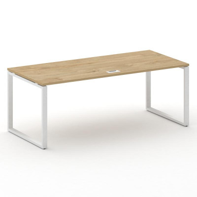 Шифт Стол руководителя прямой без тумбы SK.SR-200.P Тиквуд Светлый/Металл Белый 2000*900*753