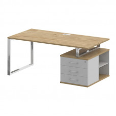 Стол руководителя с опорной тумбой, правы Шифт 1800*904*753 SK.SRT-180 (R) Тиквуд Светлый/Белый Бриллиант