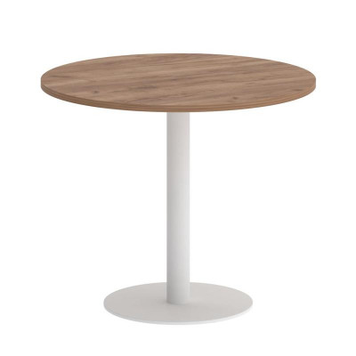 First Стол круглый KSPRG-1 Дуб Табак/Металл Белый 900*900*750