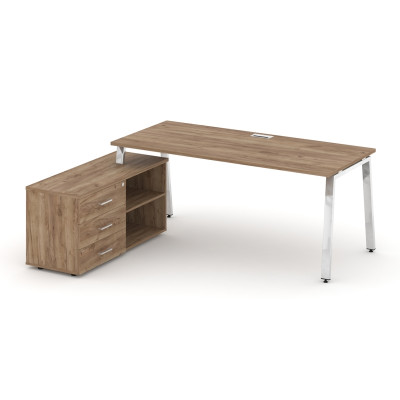 Style Project Direct Lux Стол письменный с греденцией левой M-SN-6A.SRG-025.M(L) Дуб Табак/Нержавеющ