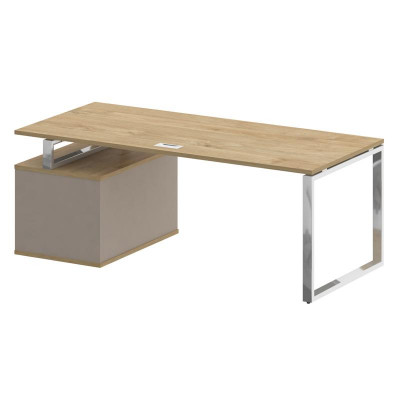 Шифт Стол руководителя с опорной тумбой, правый SK.SRT-200 (R) Тиквуд Светлый/Капучино 2000*904*753