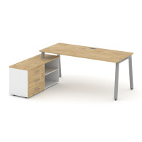 Style Project Direct Стол письменный с греденцией левой SN-6A.SRG-023.M(L) Тиквуд Светлый/Белый/Тикв