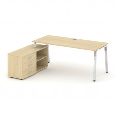 Style Project Direct Lux Стол письменный с греденцией левой M-SN-6A.SRG-015.M(L) Акация Лорка/Нержав