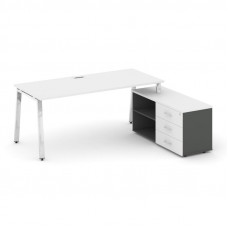 Style Project Direct Lux Стол письменный с греденцией правой M-SN-6A.SRG-016.M(R) Белый/Антрацит/Бел