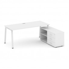 Style Project Direct Стол письменный с греденцией правой SN-6A.SRG-026.M(R) Белый/Металл Белый/Заглу