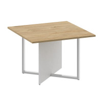 Шифт Стол переговорный, квадратный SK.SP-KV-110-1 Тиквуд Светлый/Белый Бриллиант 1100*1100*753