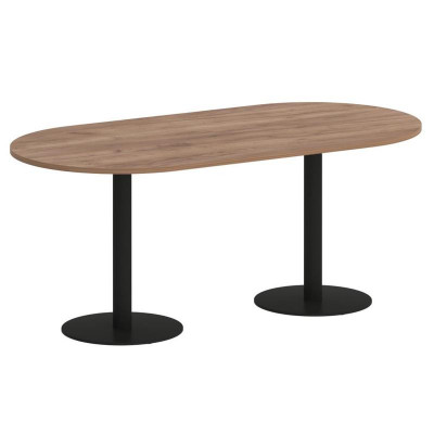 First Стол овальный KSPRG-3 Дуб Табак/Металл Черный 1800*900*750