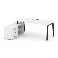 Style Project Direct Стол письменный с греденцией левой SN-6A.SRG-023.M(L) Белый/Металл Черный/Заглу