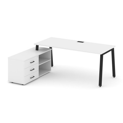 Style Project Direct Стол письменный с греденцией левой SN-6A.SRG-023.M(L) Белый/Металл Черный/Заглу