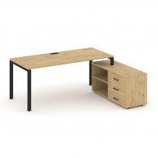 Style Project Direct Стол письменный с греденцией правой SN-6P.SRG-023.M(R) Тиквуд Светлый/Металл Че