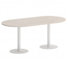Onix Direct Стол овальный O.SPRG-3 Денвер Светлый/Металл Белый 1800*900*750