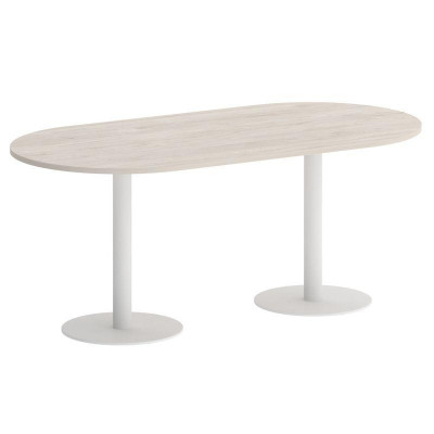 Onix Direct Стол овальный O.SPRG-3 Денвер Светлый/Металл Белый 1800*900*750
