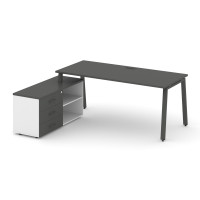 Style Project Direct Стол письменный с греденцией левой SN-6A.SRG-014.M(L) Антрацит/Белый/Антрацит/М