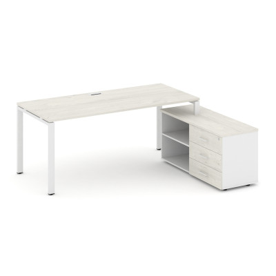 Style Project Direct Стол письменный с греденцией правой SN-6P.SRG-023.M(R) Дуб Наварра/Белый/Дуб На