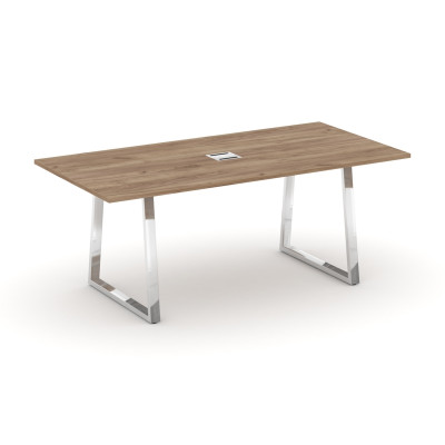 Style Project Direct Lux Стол переговорный M-SN-6T1.SPRG-198 Дуб Табак/Нержавеющая Сталь/Хром 1980*9