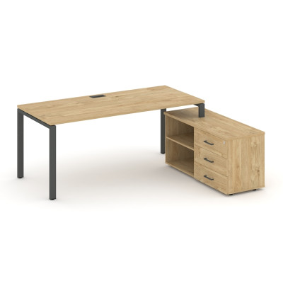 Style Project Direct Стол письменный с греденцией правой SN-6P.SRG-014.M(R) Тиквуд Светлый/Металл Ан