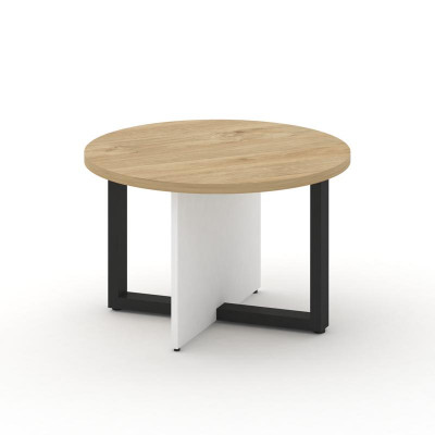 Шифт Стол журнальный, круглый SK.SG-KR-70.P Тиквуд Светлый/Белый Бриллиант/Металл Черный 700*700*450