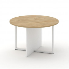 Стол переговорный, круглый Шифт 1200*1200*753 SK.SP-KR-120.P Тиквуд Светлый/Белый Бриллиант/Металл Белый