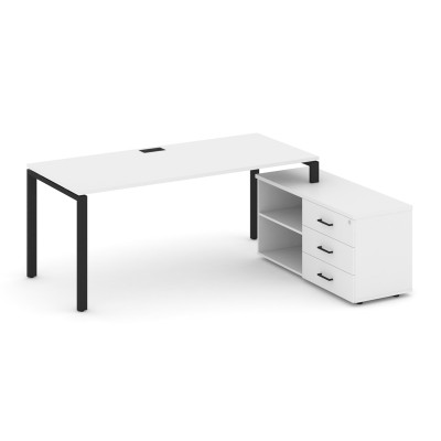 Style Project Direct Стол письменный с греденцией правой SN-6P.SRG-024.M(R) Белый/Металл Черный/Загл