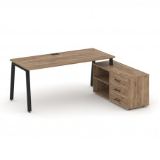 Style Project Direct Стол письменный с греденцией правой SN-6A.SRG-023.M(R) Дуб Табак/Металл Черный/