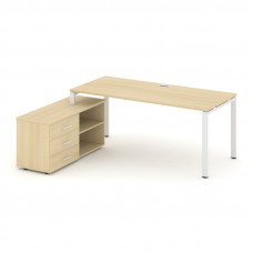 Style Project Direct Стол письменный с греденцией левой SN-6P.SRG-023.M(L) Акация Лорка/Металл Белый