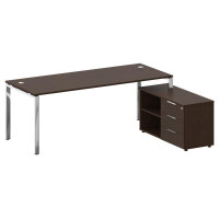Metal System Direct Стол руковод. с тумбой БГ.СРТ-6.8 (R) Венге Цаво/Нержавеющая Сталь 2100*1620*750