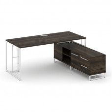 Rift Direct Стол руководителя на опорной тумбой RF.SRT-25 (R) Дуб Мали/Металл Белый/Белый Ручки 1780