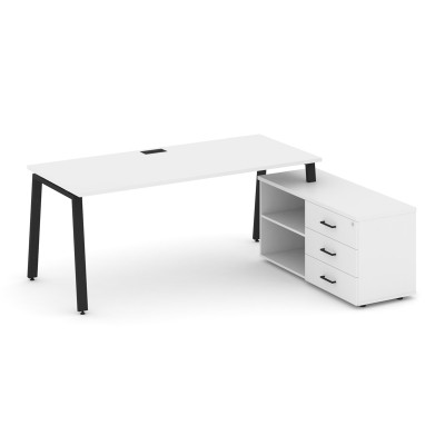 Style Project Direct Стол письменный с греденцией правой SN-6A.SRG-026.M(R) Белый/Металл Черный/Загл