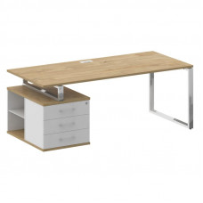 Стол руководителя с опорной тумбой, левый Шифт 2000*904*753 SK.SRT-200 (L) Тиквуд Светлый/Белый Бриллиант