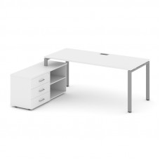 Style Project Direct Стол письменный с греденцией левой SN-6P.SRG-023.M(L) Белый/Металл Серый/Заглуш