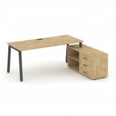Style Project Direct Стол письменный с греденцией правой SN-6A.SRG-016.M(R) Тиквуд Светлый/Металл Ан
