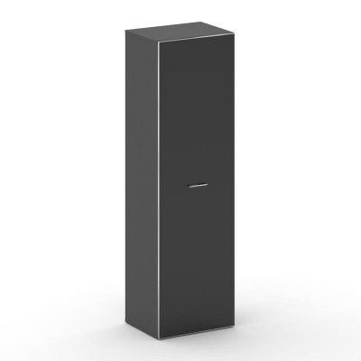 Шкаф офисный средний высокий универсальный Фреско 600*460*2000 FR.SM-102 black Базальт UM/Лакобель Черный/Хром