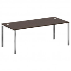 Metal System Direct Стол рабочий руковод. П-обр. м/к БП.СРР-6.9 Венге Цаво/Нержавеющая Сталь 2000*90