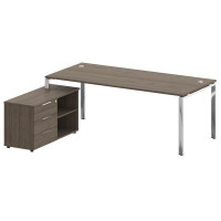 Metal System Direct Стол руковод. с тумбой БГ.СРТ-6.9 (L) Вяз Благородный/Нержавеющая Сталь 2100*172