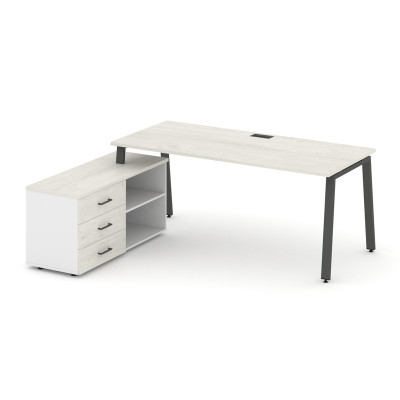 Style Project Direct Стол письменный с греденцией левой SN-6A.SRG-015.M(L) Дуб Наварра/Белый/Дуб Нав