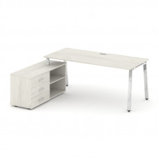 Style Project Direct Lux Стол письменный с греденцией левой M-SN-6A.SRG-016.M(L) Дуб Наварра/Нержаве